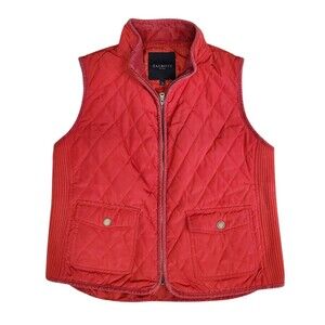 Talbots Vest Womens Large Petite Cinnamon Zip Front Quilted Stretch Sides